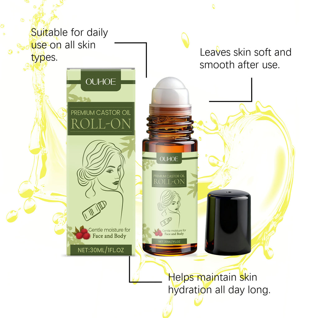Organic Castor Oil Roll-On Moisturizing Dry Repair Lightening Fine Lines Natural Nourishing Body Aromatherapy Massage Skin Care