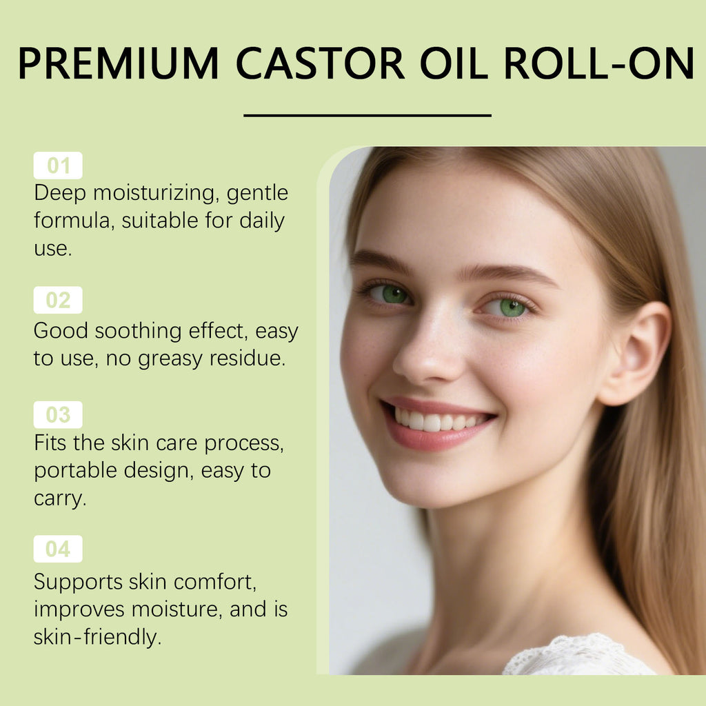 Organic Castor Oil Roll-On Moisturizing Dry Repair Lightening Fine Lines Natural Nourishing Body Aromatherapy Massage Skin Care