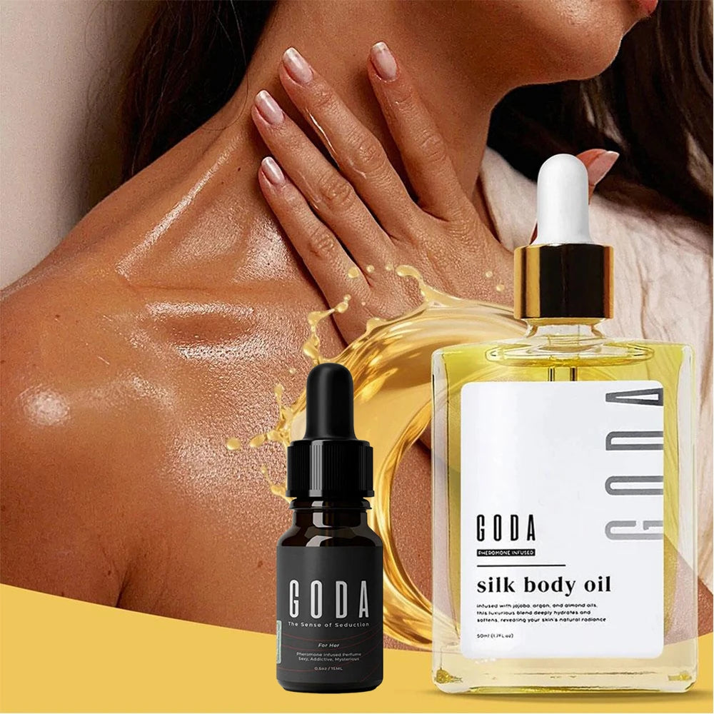 GODA Silk Body Oil Crafted For Mature Skin Promotes Renewal Brightens Tightens Reduces Blemishes Balances Water Oil Skincare