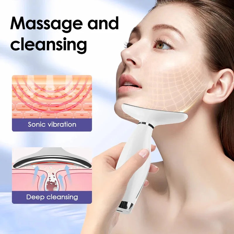 7 Colors LED Lights Face Neck Beauty Device Vibration Massage Improve