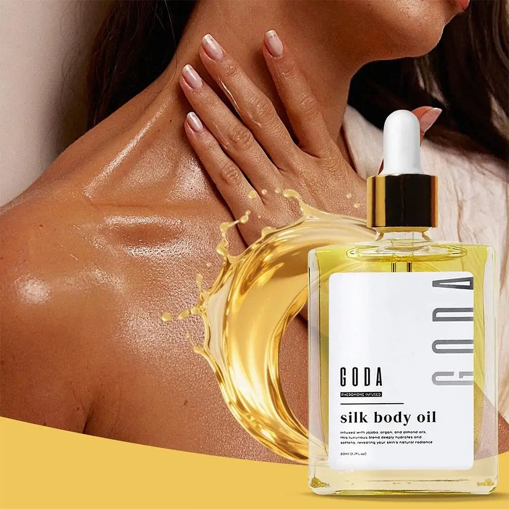 GODA Silk Body Oil Crafted For Mature Skin Promotes Renewal Brightens Tightens Reduces Blemishes Balances Water Oil Skincare