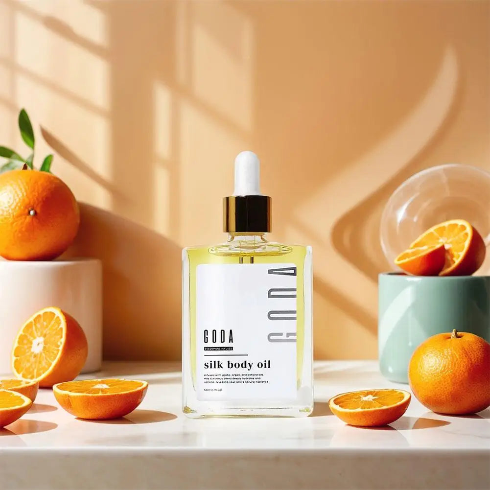 50ml GODA Silk Body Oil Locks Moisture Balances Water Oil Reduces Blemishes Soft Stress Relief Nourishing Oil Brightening Skin