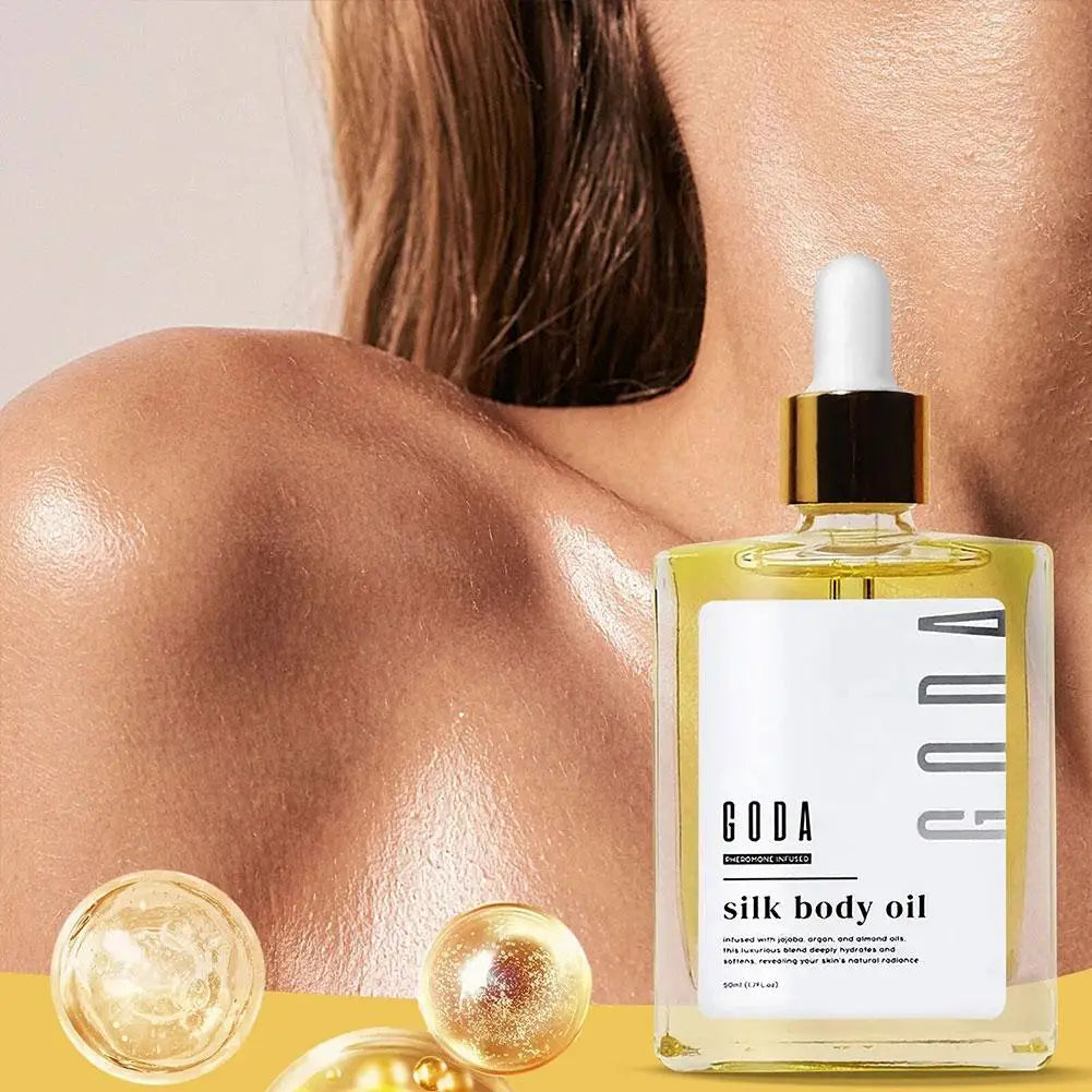 50ml GODA Silk Body Oil Locks Moisture Balances Water Oil Reduces Blemishes Soft Stress Relief Nourishing Oil Brightening Skin