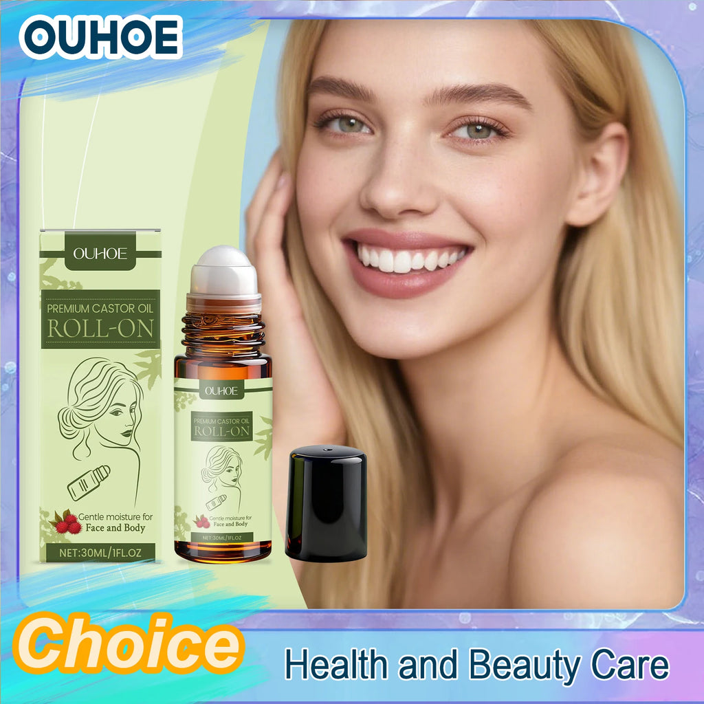 Organic Castor Oil Roll-On Moisturizing Dry Repair Lightening Fine Lines Natural Nourishing Body Aromatherapy Massage Skin Care