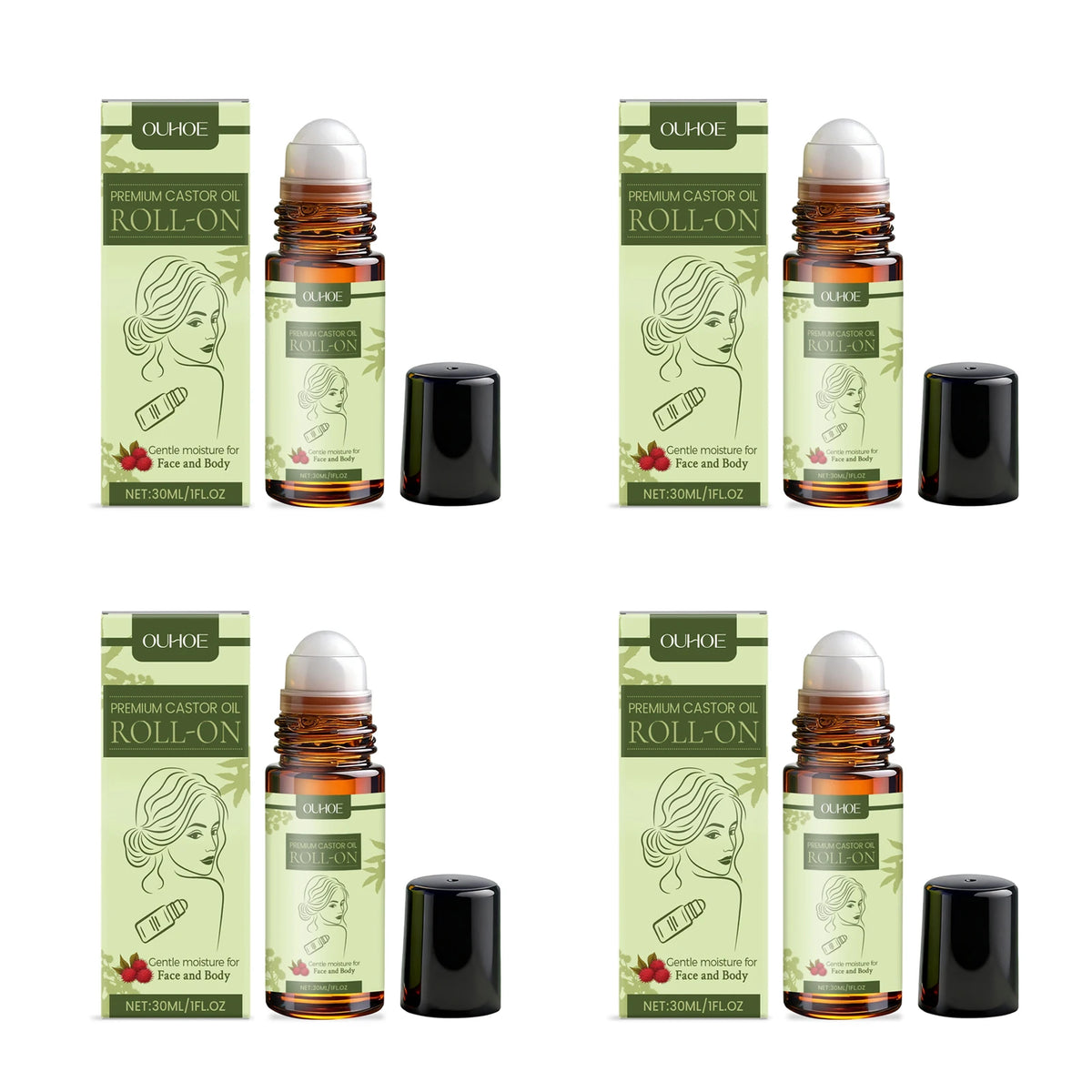 Organic Castor Oil Roll-On Moisturizing Dry Repair Lightening Fine Lines Natural Nourishing Body Aromatherapy Massage Skin Care