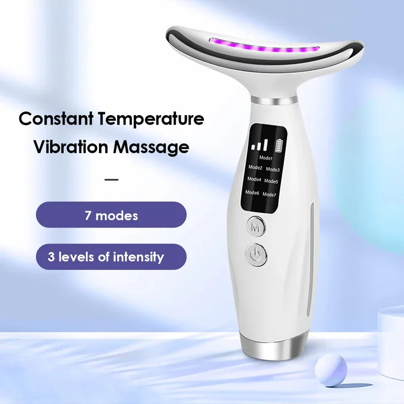7 Colors LED Lights Face Neck Beauty Device Vibration Massage Improve