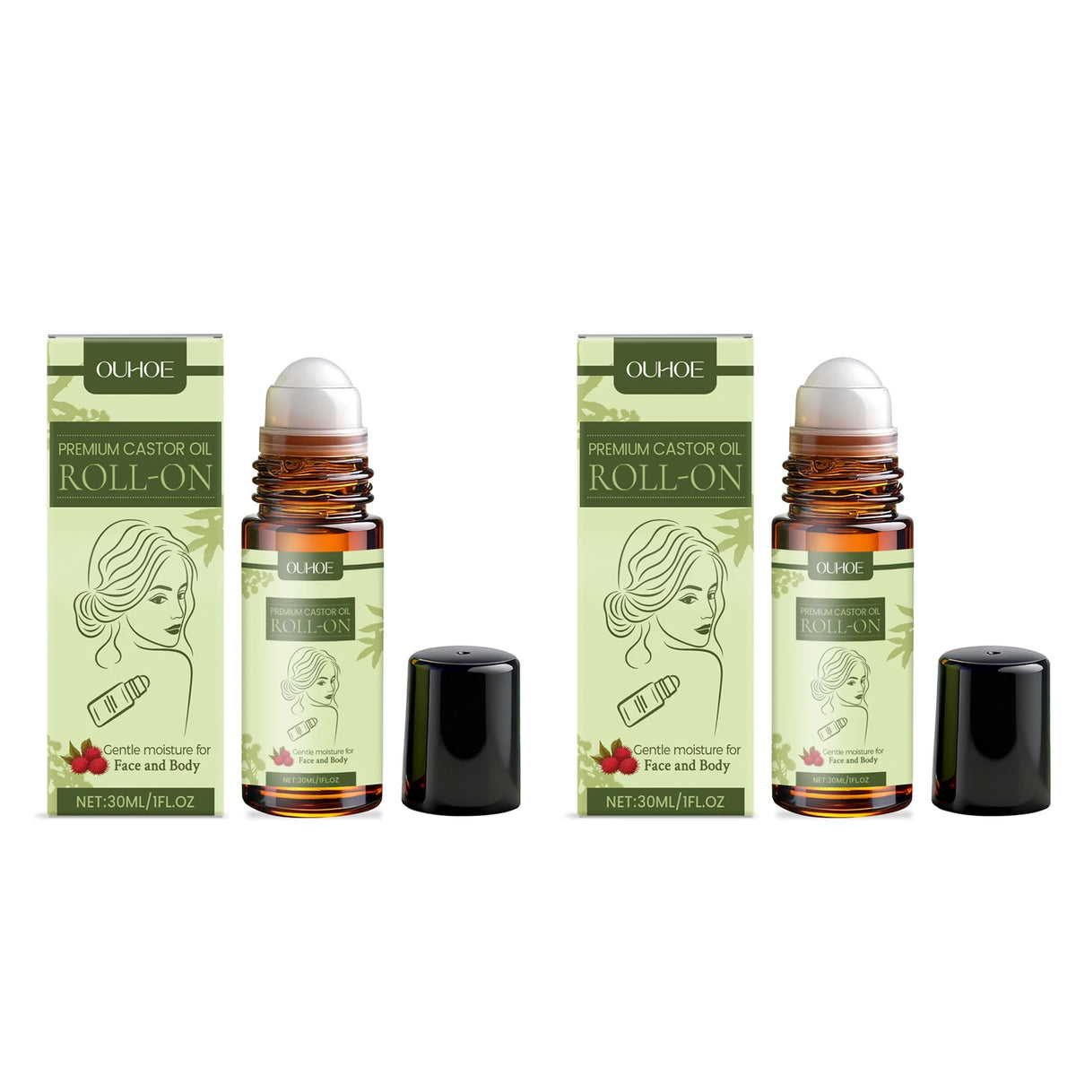 Organic Castor Oil Roll-On Moisturizing Dry Repair Lightening Fine Lines Natural Nourishing Body Aromatherapy Massage Skin Care