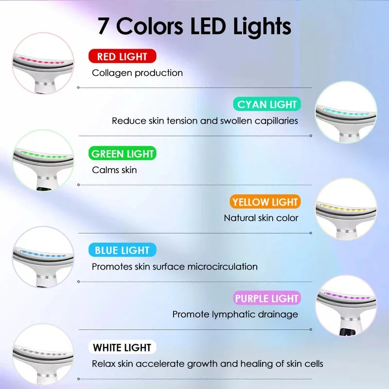 7 Colors LED Lights Face Neck Beauty Device Vibration Massage Improve