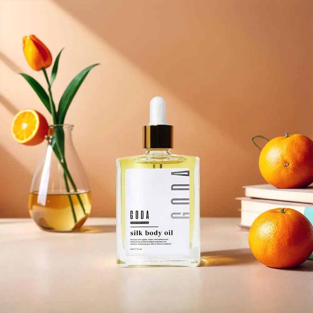 GODA Silk Body Oil Crafted For Mature Skin Promotes Renewal Brightens Tightens Reduces Blemishes Balances Water Oil Skincare